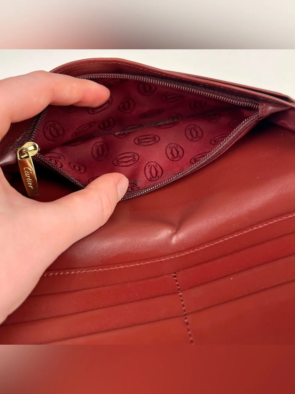 Cartier Must De Long Burgundy Red Wallet